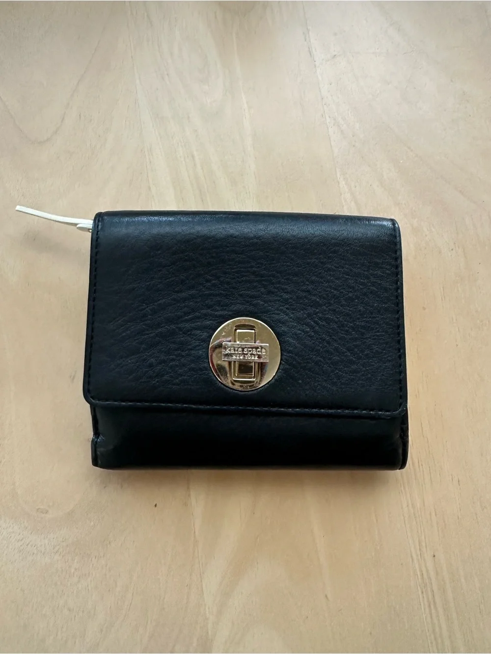 Kate Spade Tri-Fold Pebble Leather Turnlock Small Wallet